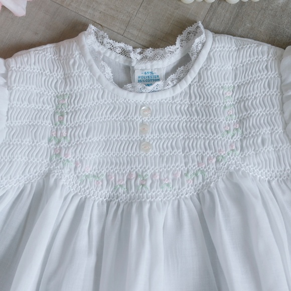 Smocked White Vintage Newborn Preemie Dress Feltman Brothers First Portraits - Picture 2 of 4